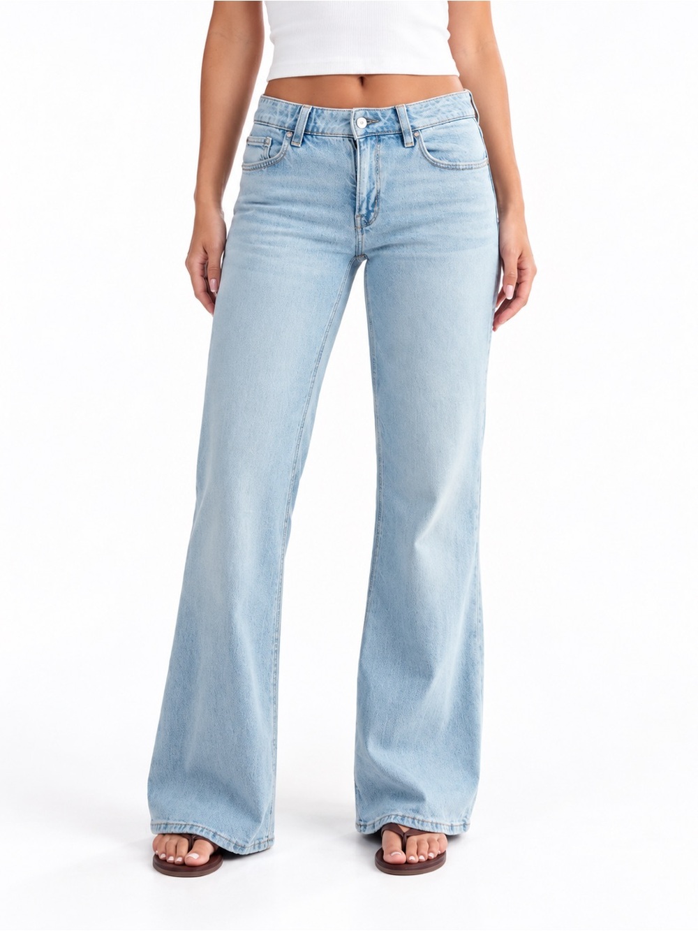 American Eagle Crystal Ice Low-Rise Flare Jeans 10 Long